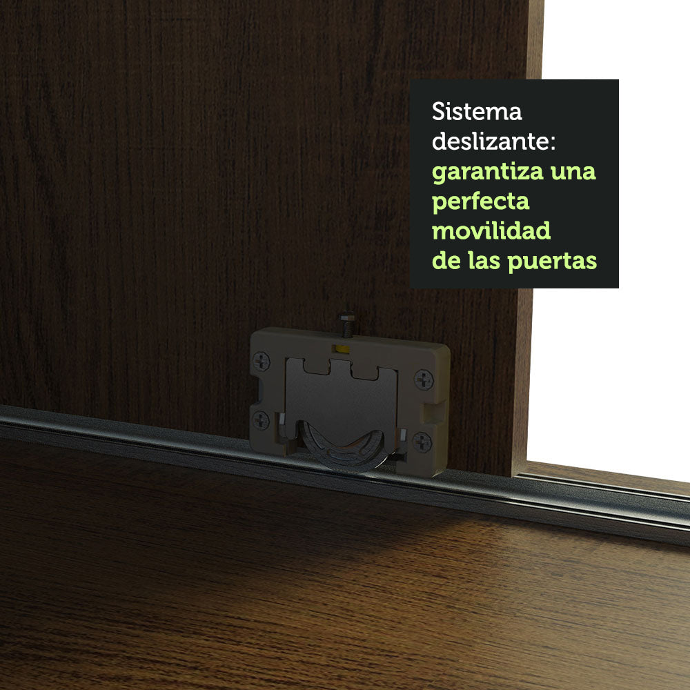 Placard Ropero Matrimonial Madesa Kansas 3 Puertas Corredizas 3 Cajones Marrón