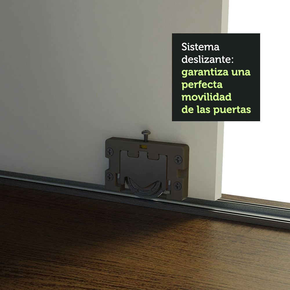 Placard Ropero Matrimonial Madesa Kansas 3 Puertas Corredizas 3 Cajones Marrón/Blanco