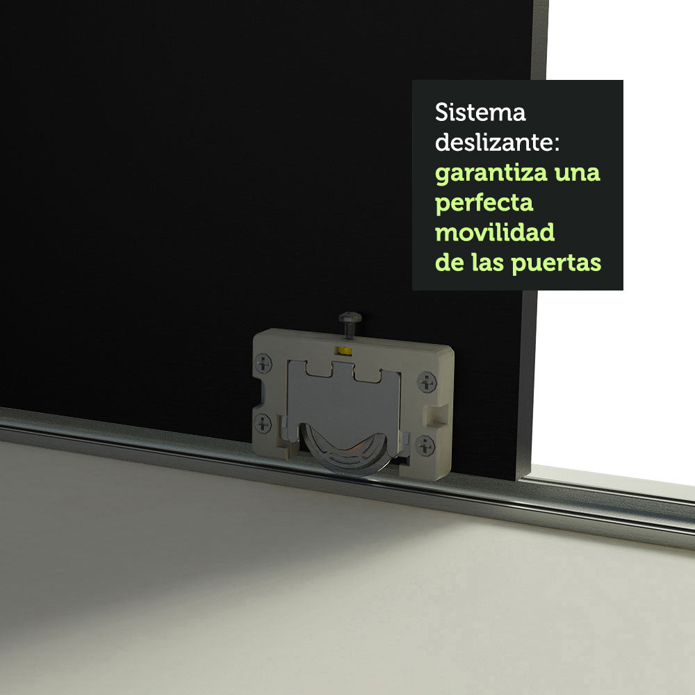 Placard Ropero Matrimonial Madesa Kansas 3 Puertas Corredizas de Espejo 3 Cajones Blanco/Negro