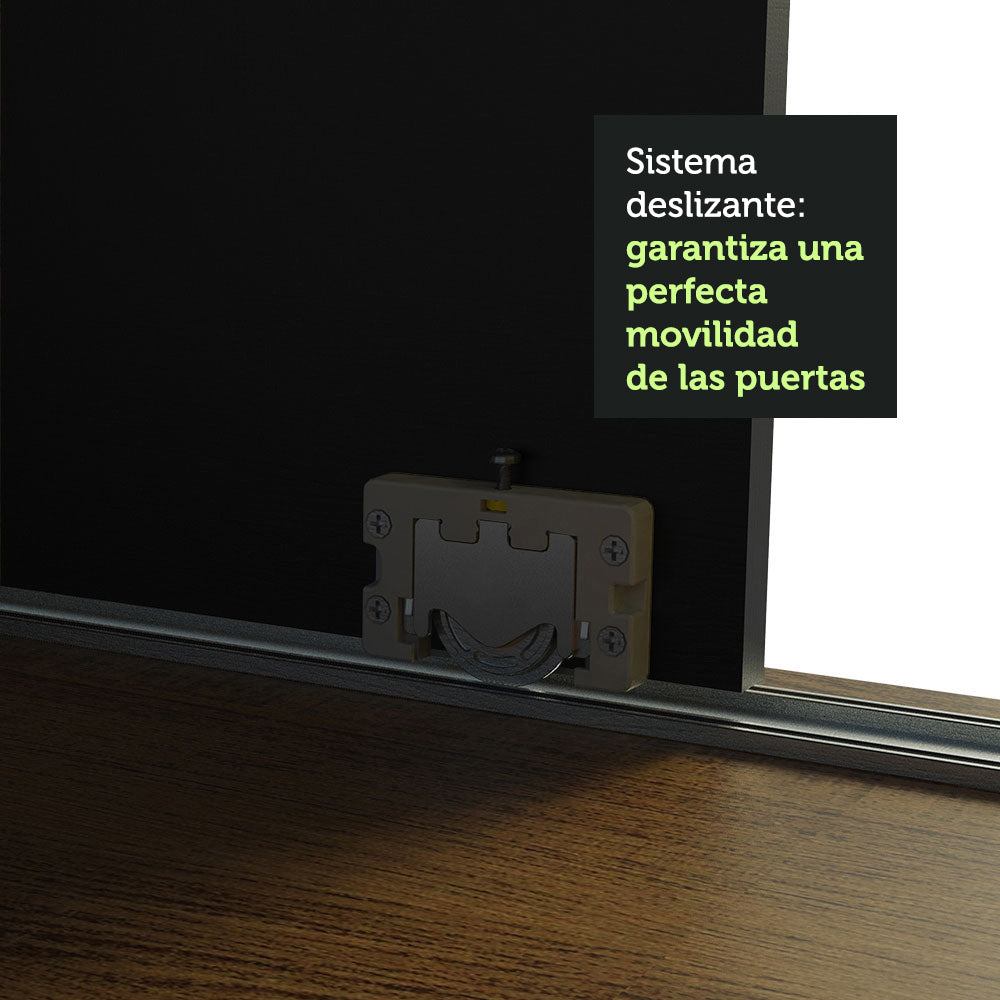 Placard Ropero Matrimonial Madesa Kansas 3 Puertas Corredizas 3 Cajones Marrón/Negro