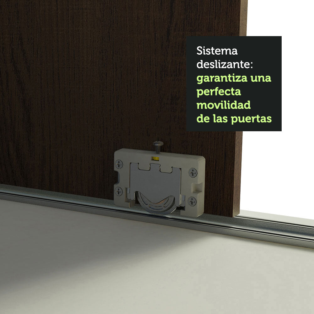 Placard Ropero Matrimonial Madesa Kansas 3 Puertas Corredizas de Espejo 3 Cajones Blanco/Marrón