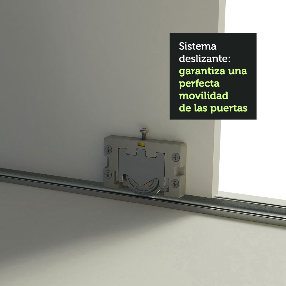 Placard Ropero Matrimonial Madesa Austin 4 Puertas Corredizas con Espejos 3 Cajones Blanco