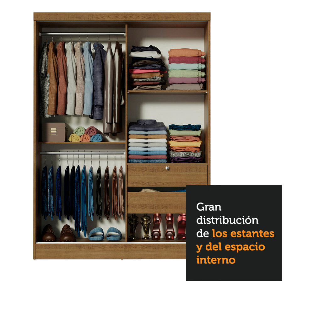 Placard Infantil Nick 2 Puertas Corredizas con Espejo Marrón