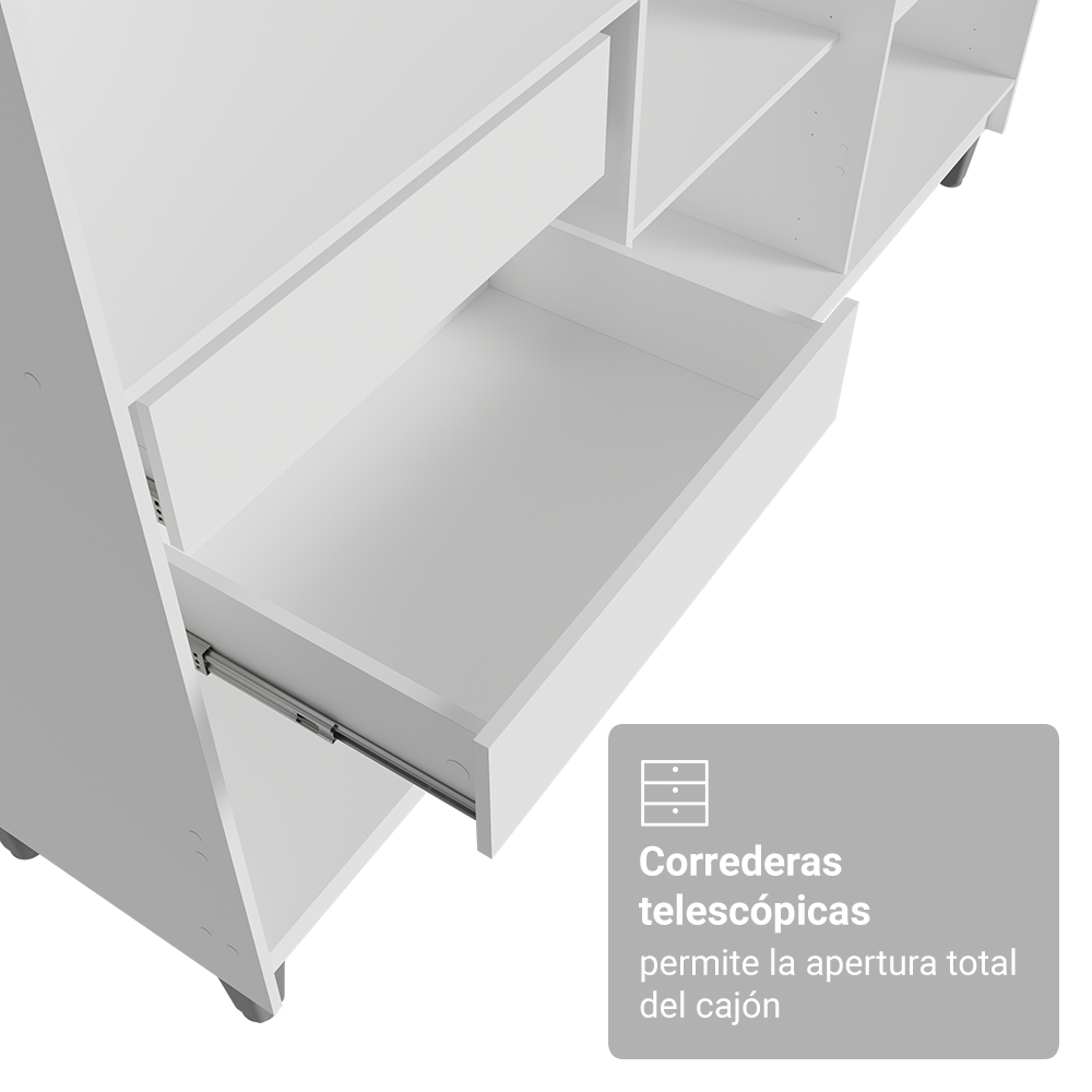 Placard Matrimonial con Patas 180 cm Sin Puertas 4 Cajones Venus Blanco