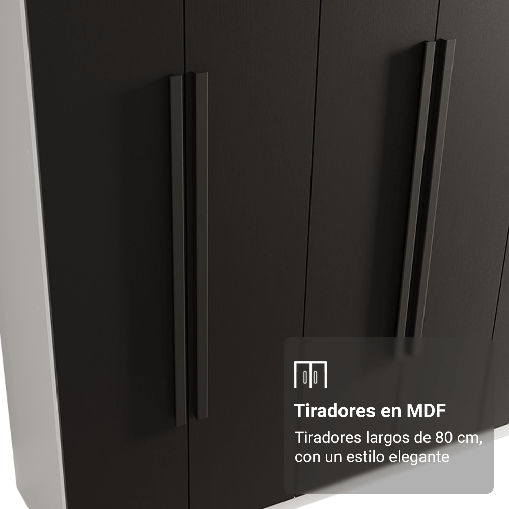 Placard Matrimonial 8 Puertas Batientes Venus Blanco/Negro/Negro