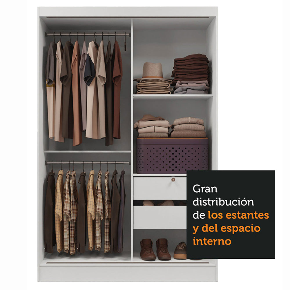 Placard Soltero 2 Puertas Corredizas Blanco Max