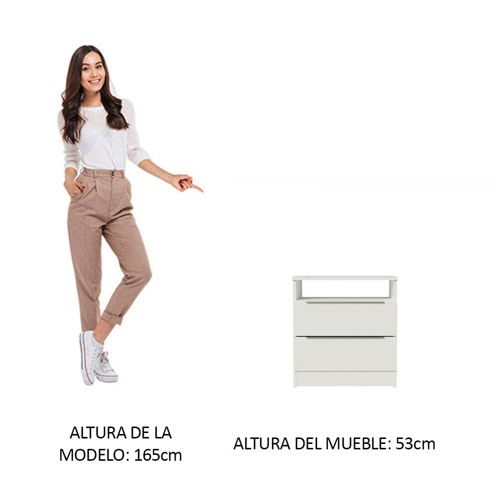Mesa de Luz 3227 2 Cajones Blanco