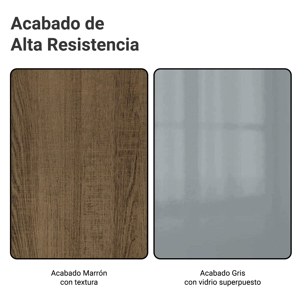 Mesa de Comedor Rectangular Tapa de Vidrio Marrón/Gris Tablero de Vidrio 5364 Madesa