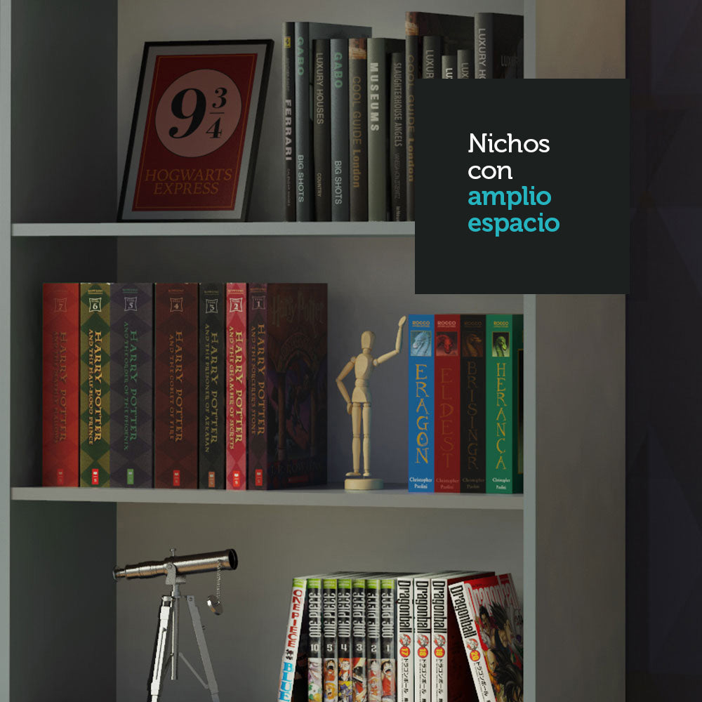 Biblioteca Organizador Madesa 6908 con 6 Nichos Gris