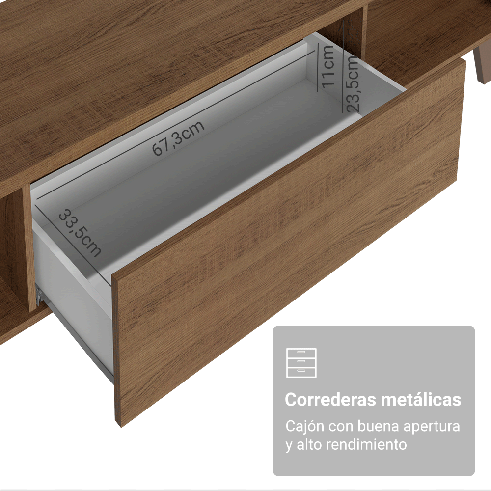Rack para TV hasta 75 Pulgadas 180 cm 2 Puertas 1 Cajón Marrón Dune Madesa