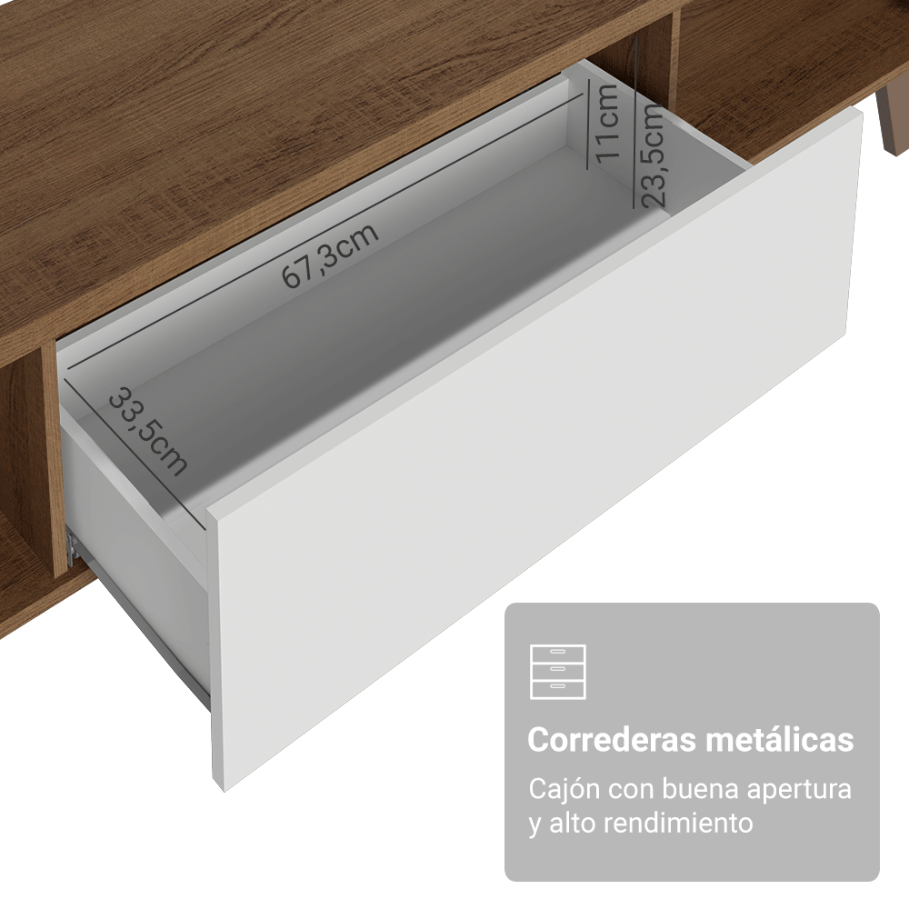 Rack para TV hasta 75 Pulgadas 180 cm 2 Puertas 1 Cajón Marrón/Blanco Dune Madesa