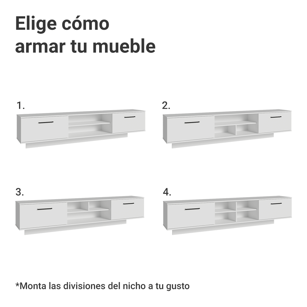 Rack Flotante para TV hasta 80 Pulgadas 218 cm 2 Puertas Blanco Agata Madesa