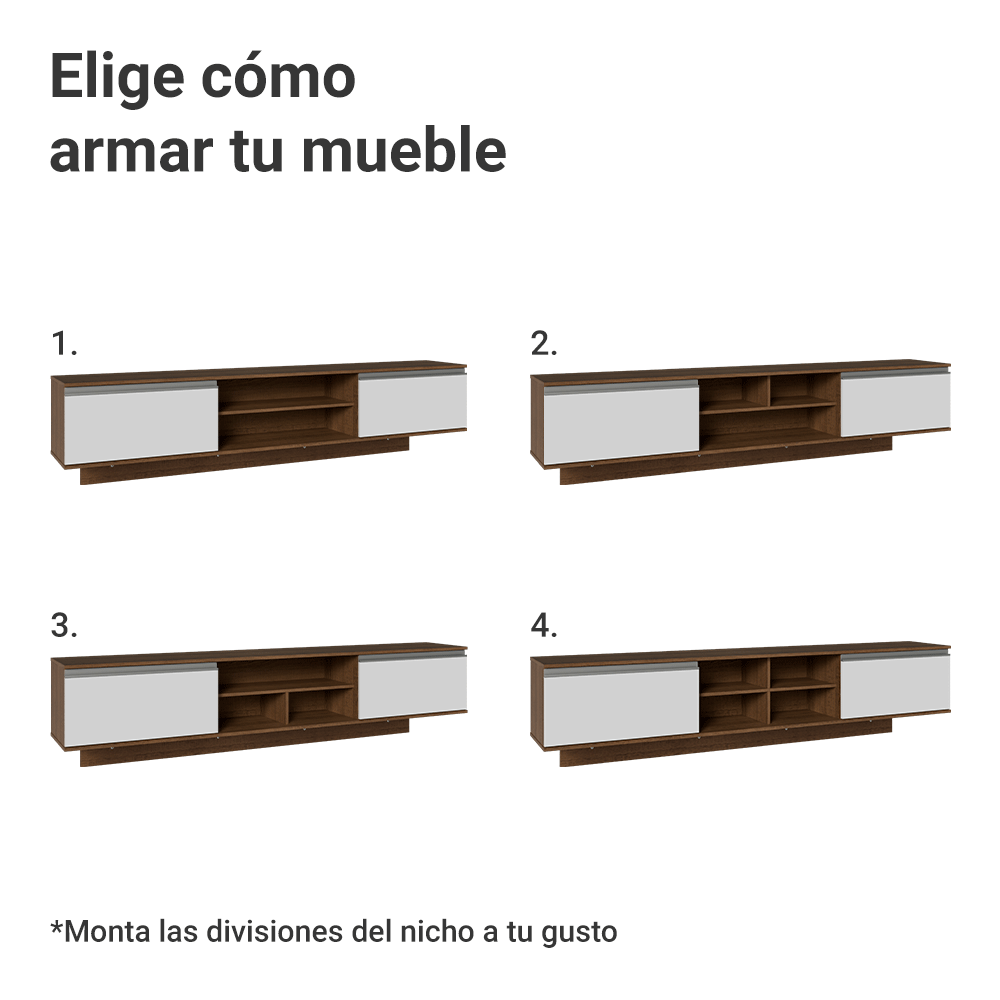 Rack Flotante para TV hasta 80 Pulgadas 218 cm 2 Puertas Marrón/Blanco Glamy Madesa