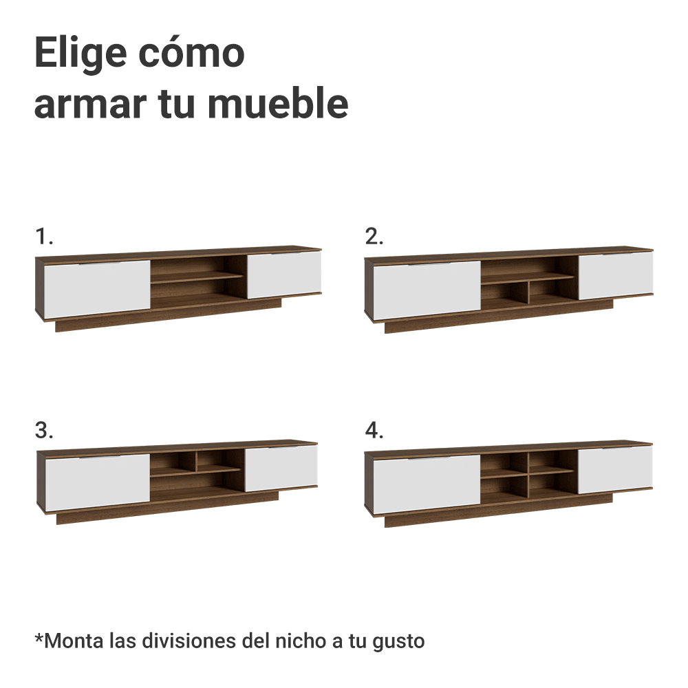 Rack Flotante para TV hasta 80 Pulgadas 218 cm 2 Puertas Marrón/Blanco Stella Madesa