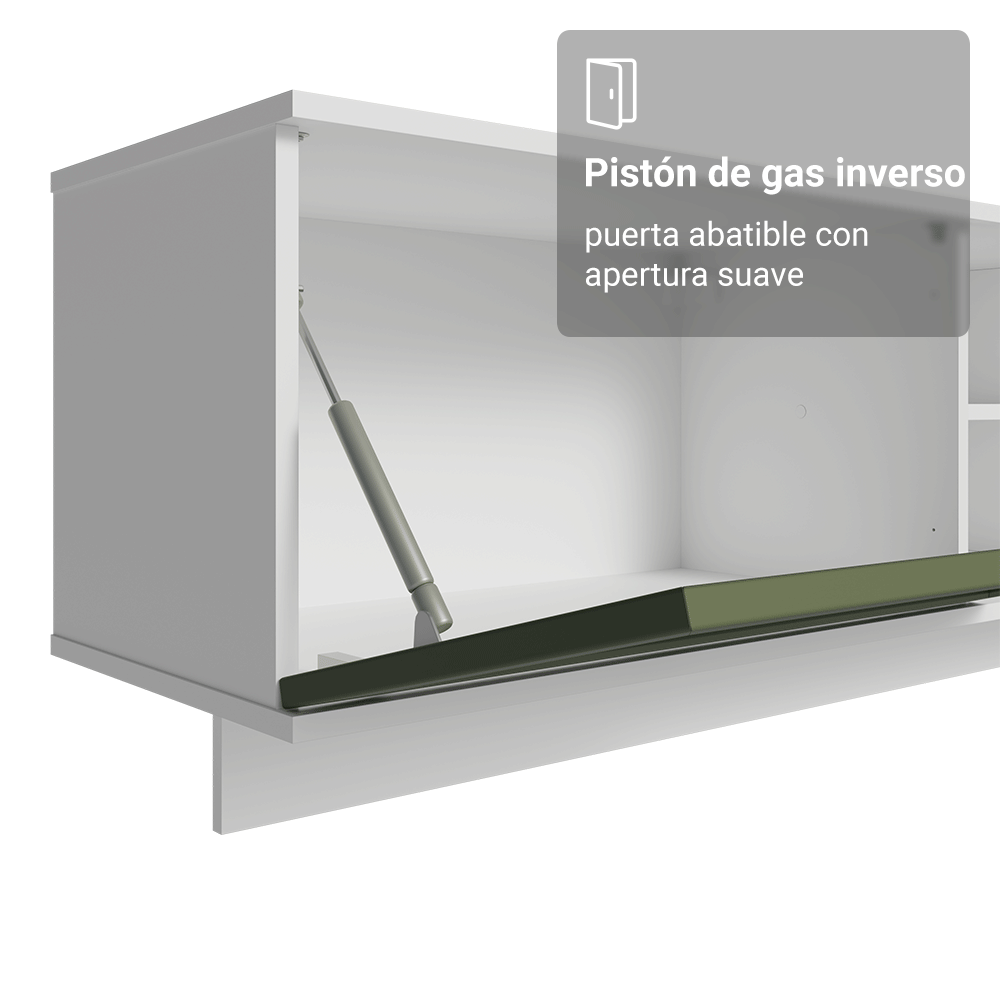 Rack Flotante para TV hasta 80 Pulgadas 218 cm 2 Puertas Blanco/Verde Vik Madesa