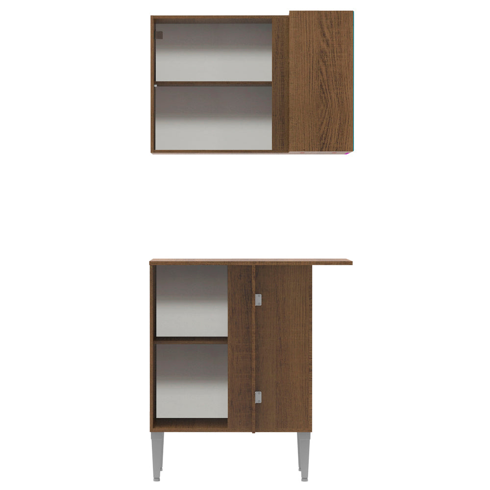 Bajo Mesada 80 cm Sin cajones 2 Puertas Marrón/Negro