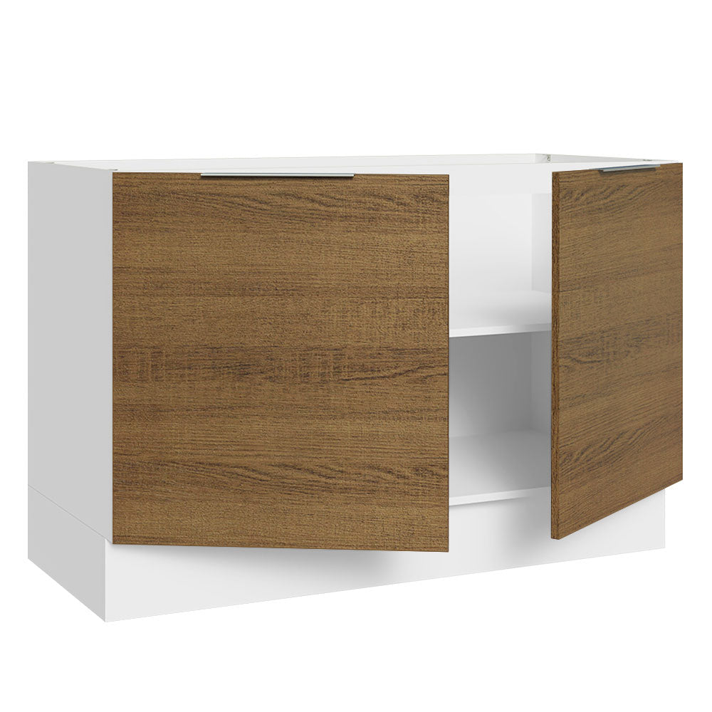 Bajo Mesada Cocina 120 x 60 cm 2 Puertas (Sin Mesada) Blanco/Marrón Stella Madesa