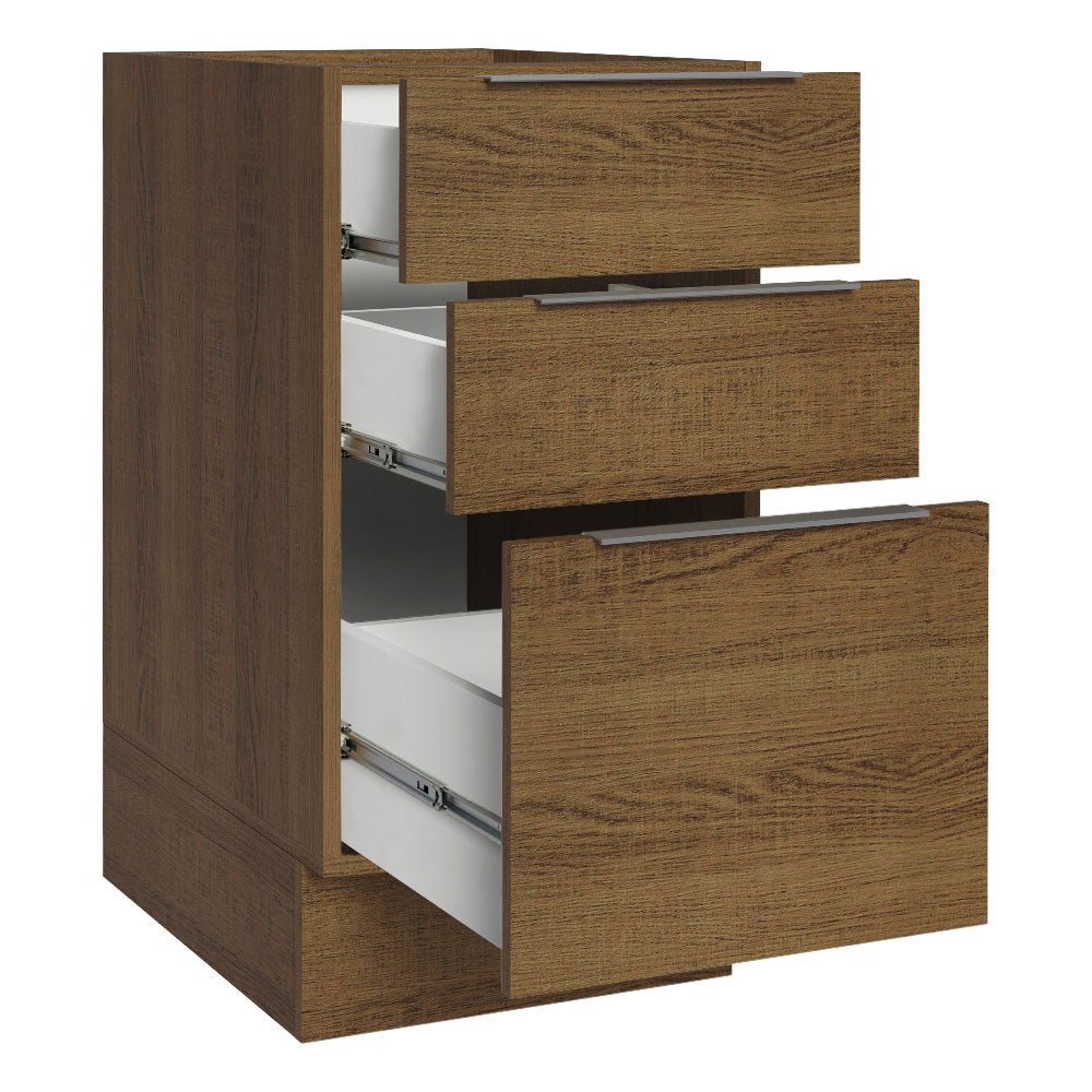 Bajo Mesada Cocina 40 x 60 cm 3 Cajones (Sin Mesada) Marrón Stella Madesa