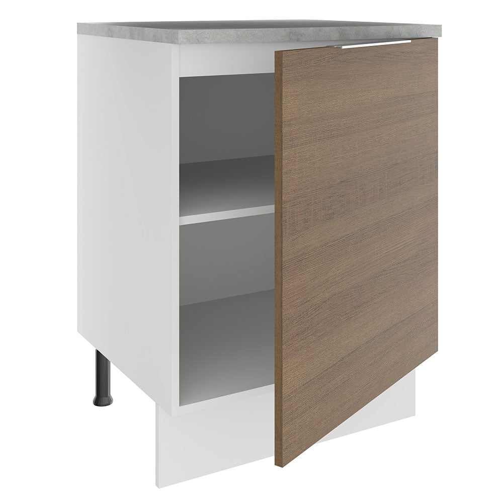Bajo Mesada Cocina 60 x 60 cm 1 Puerta (Con Mesada) Blanco/Marrón Stella Madesa
