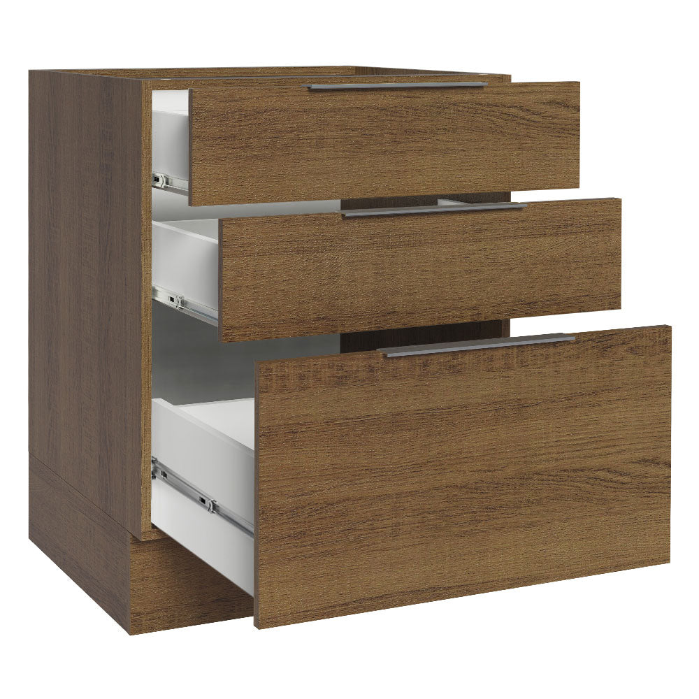 Bajo Mesada Cocina 60 x 60 cm 3 Cajones (Sin Mesada) Marrón Stella Madesa