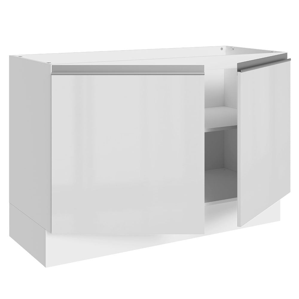 Bajo Mesada para Bacha 100% MDF 120 cm 2 Puertas (Sin Mesada y Bacha) Blanco Brillante Acordes Madesa