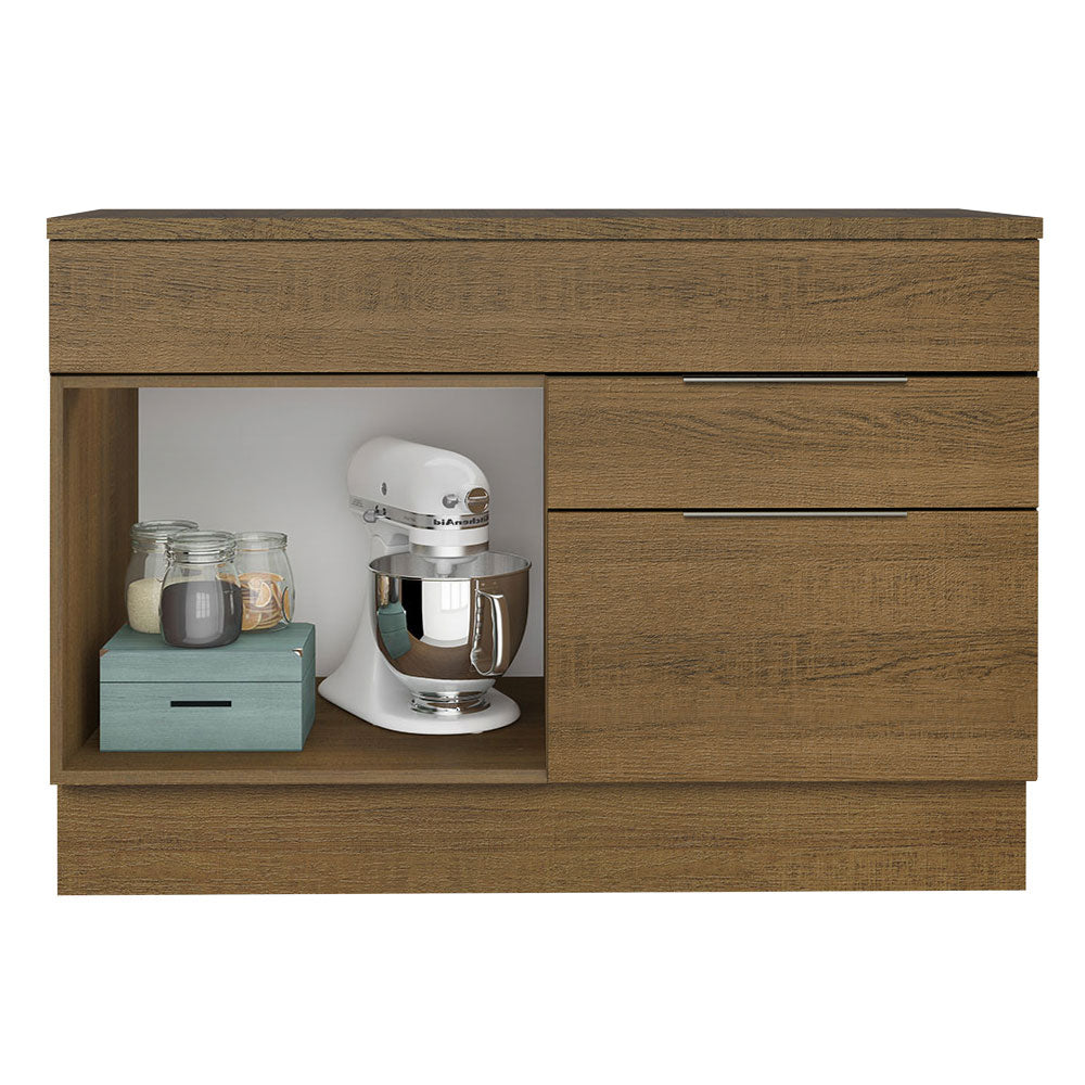 Bajo Mesada Cocina 120 cm 1 Puertas e 2 Cajones (Con Mesada) Marrón Stella Madesa