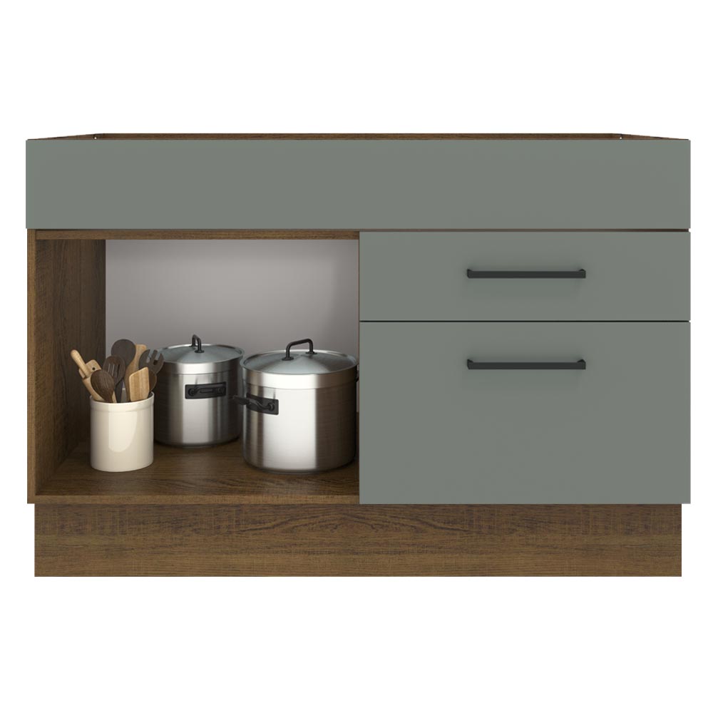 Bajo Mesada 120 cm 2 Cajones 1 Puerta Agata Marrón/Gris