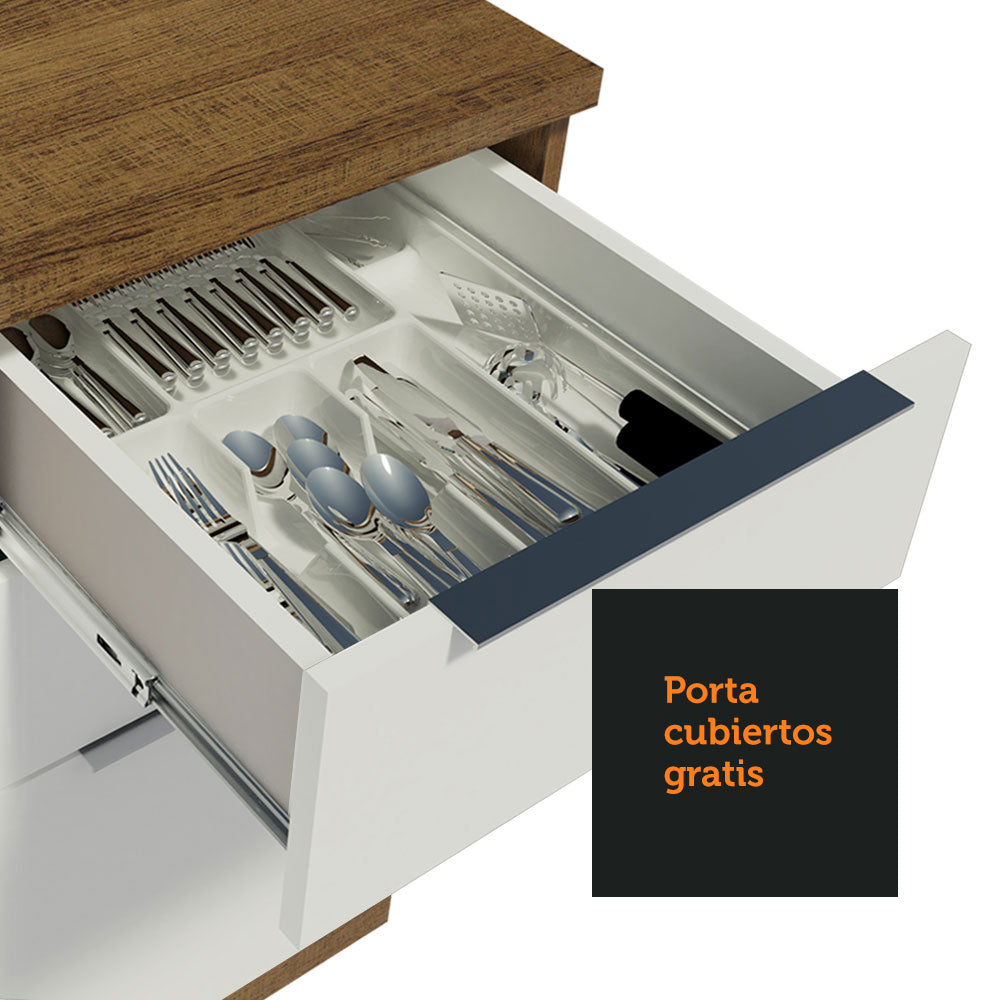 Bajo Mesada 120 cm 3 Cajones 2 Puertas Stella Marrón/Blanco