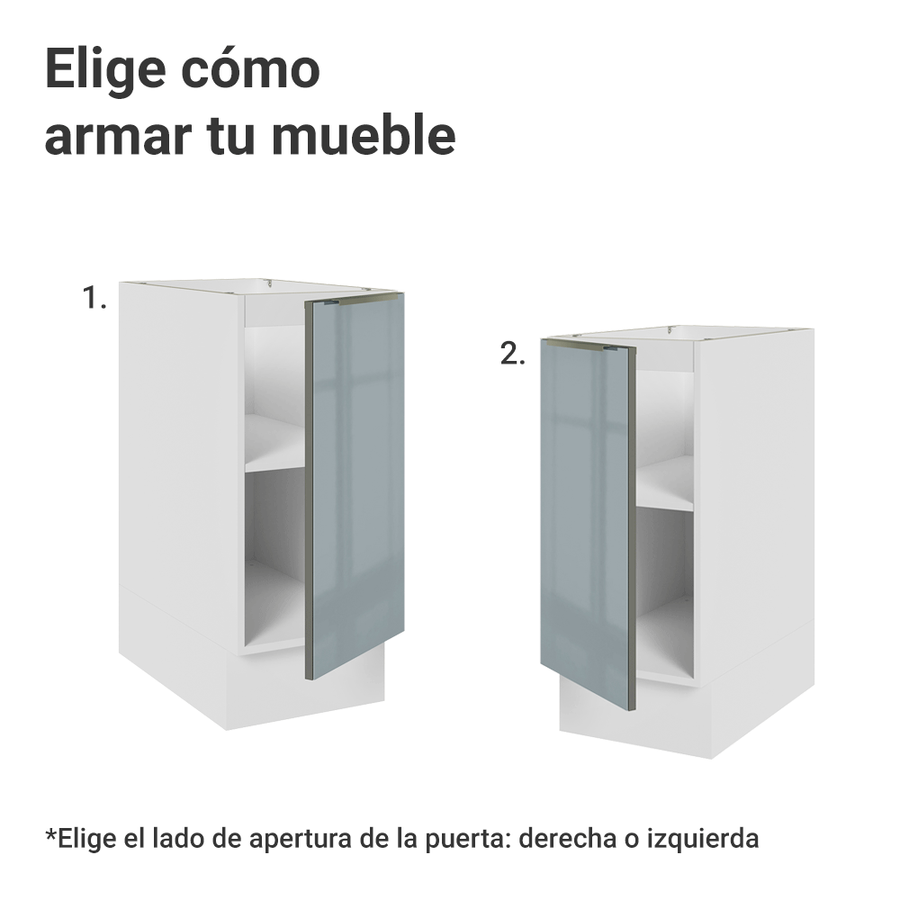 Bajo Mesada de Cocina 35 cm 1 Puerta (Sin Mesada) Blanco/Gris Lux Madesa
