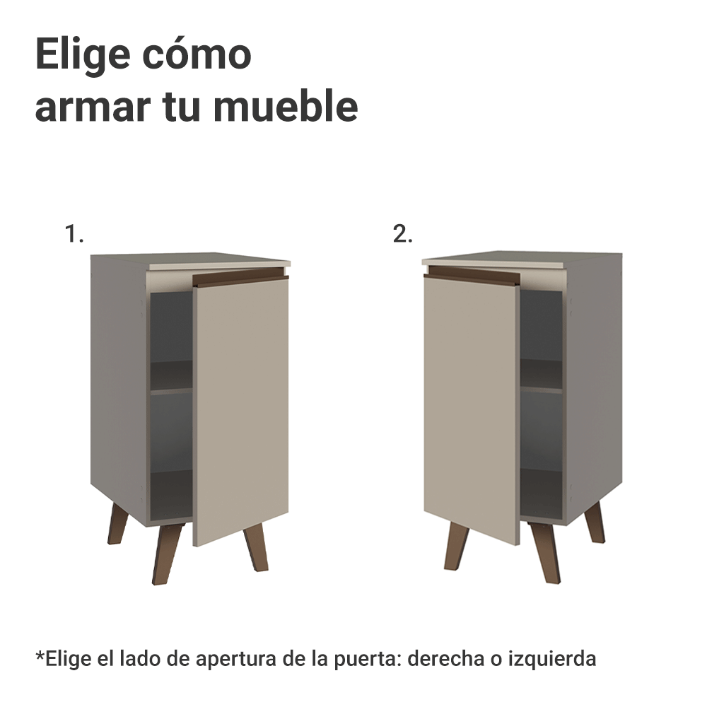 Bajo Mesada 40 cm 1 Puerta Con Patas Nice Crema