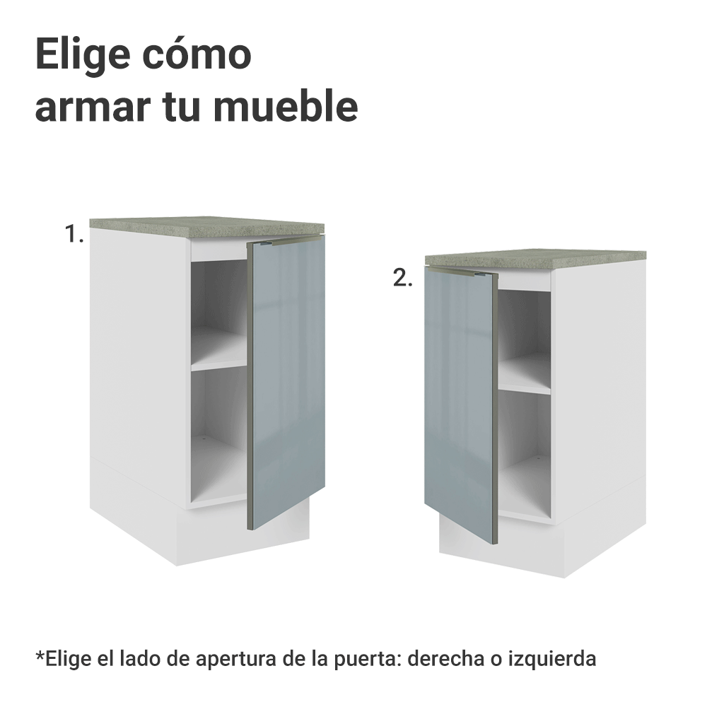 Bajo Mesada de Cocina 40 cm 1 Puerta Blanco/Gris Lux Madesa