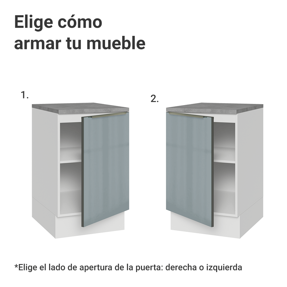 Bajo Mesada de Cocina 50 cm 1 Puerta Blanco/Gris Lux Madesa