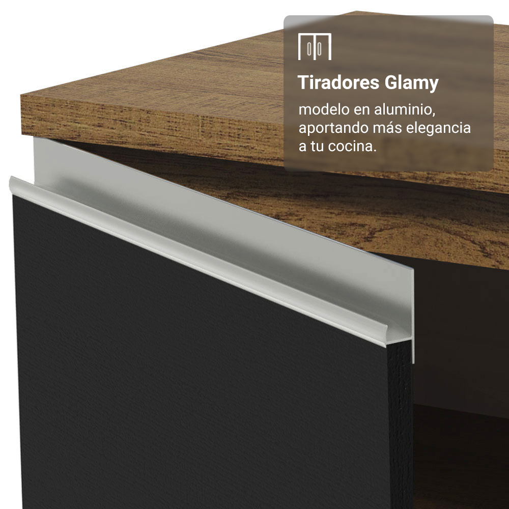 Bajo Mesada Esquinero 94 cm 1 Puerta (Sin Mesada) Marrón/Negro Glamy Madesa