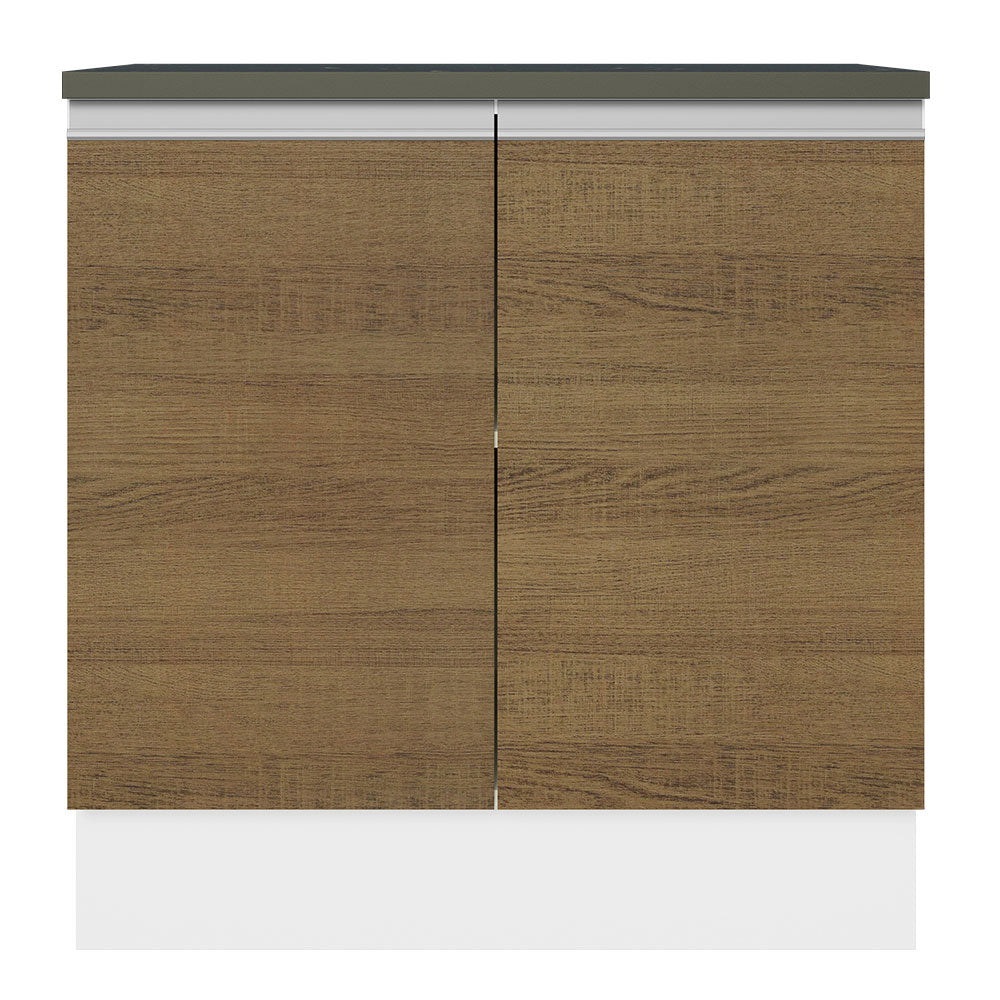Bajo Mesada Cocina 100% MDF 80 cm 2 Puertas Blanco/Marrón Acordes Madesa