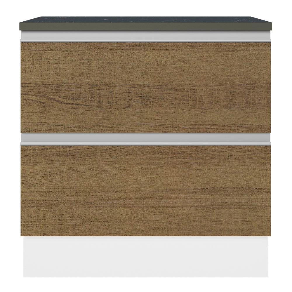 Bajo Mesada Cocina 100% MDF 80 cm 2 Cajones Blanco/Marrón Acordes Madesa