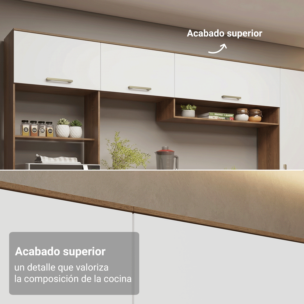 Alacena 105 cm 1 Puerta Rebatible Marrón/Blanco Lille Madesa
