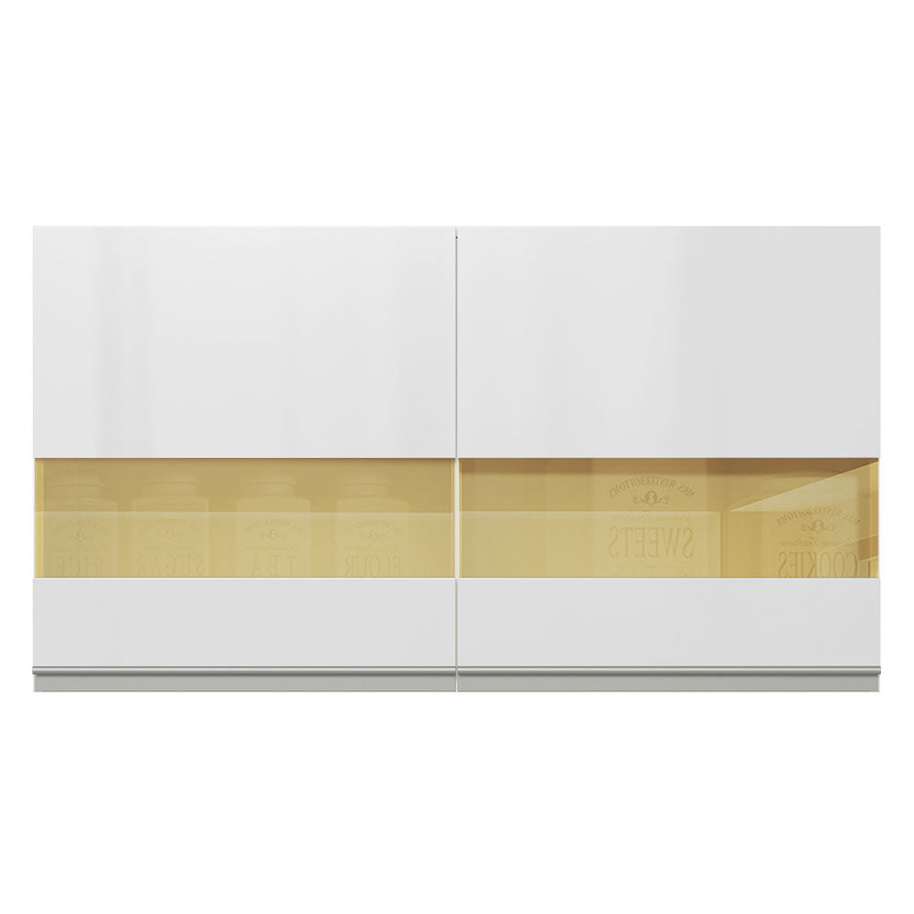 Alacena Cocina 100% MDF 120 cm 2 Puertas Vidrio Reflex Blanco Brillante Acordes Madesa