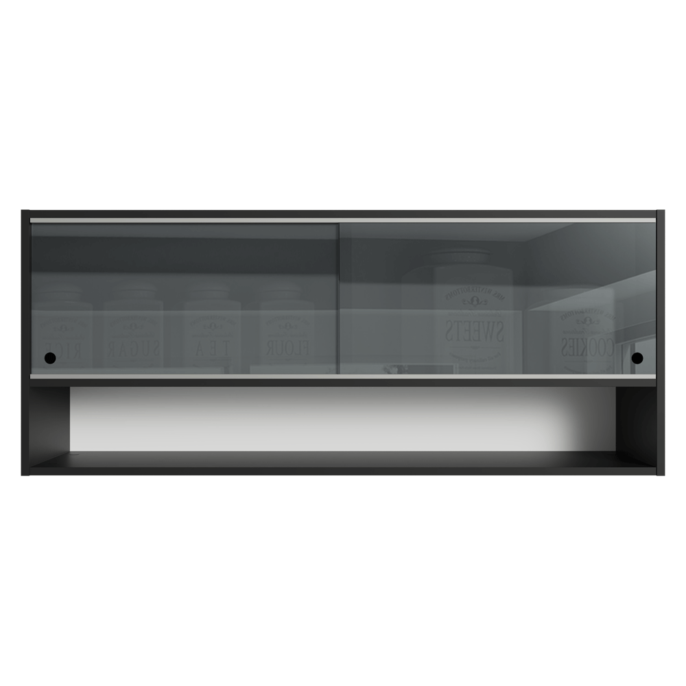 Alacena 2 Puertas corredizas de Vidrio Neutral e 1 Nicho Negro Madesa