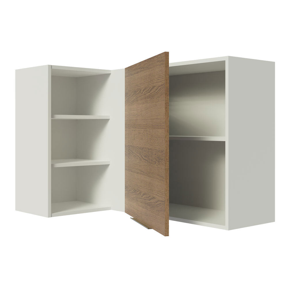 Alacena Cocina Esquinera 1 Puerta para línea de 60 cm de Profundidad Blanco/Marrón Stella Madesa