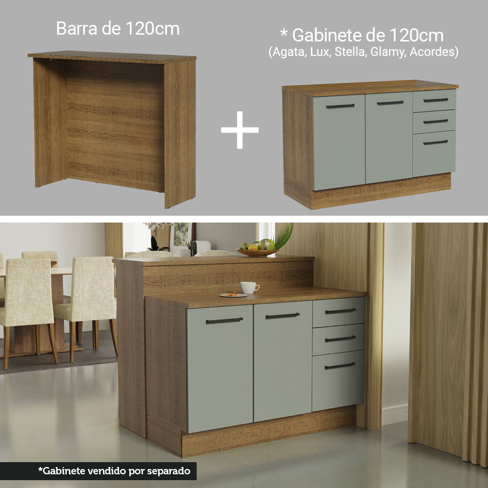 Isla de Cocina con Barra desayunador Madesa 120cm Marrón