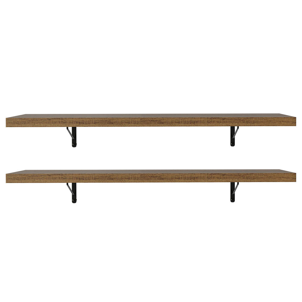 Kit de 2 Estantes de Cocina Flotantes 80 cm con Soportes, Marrón