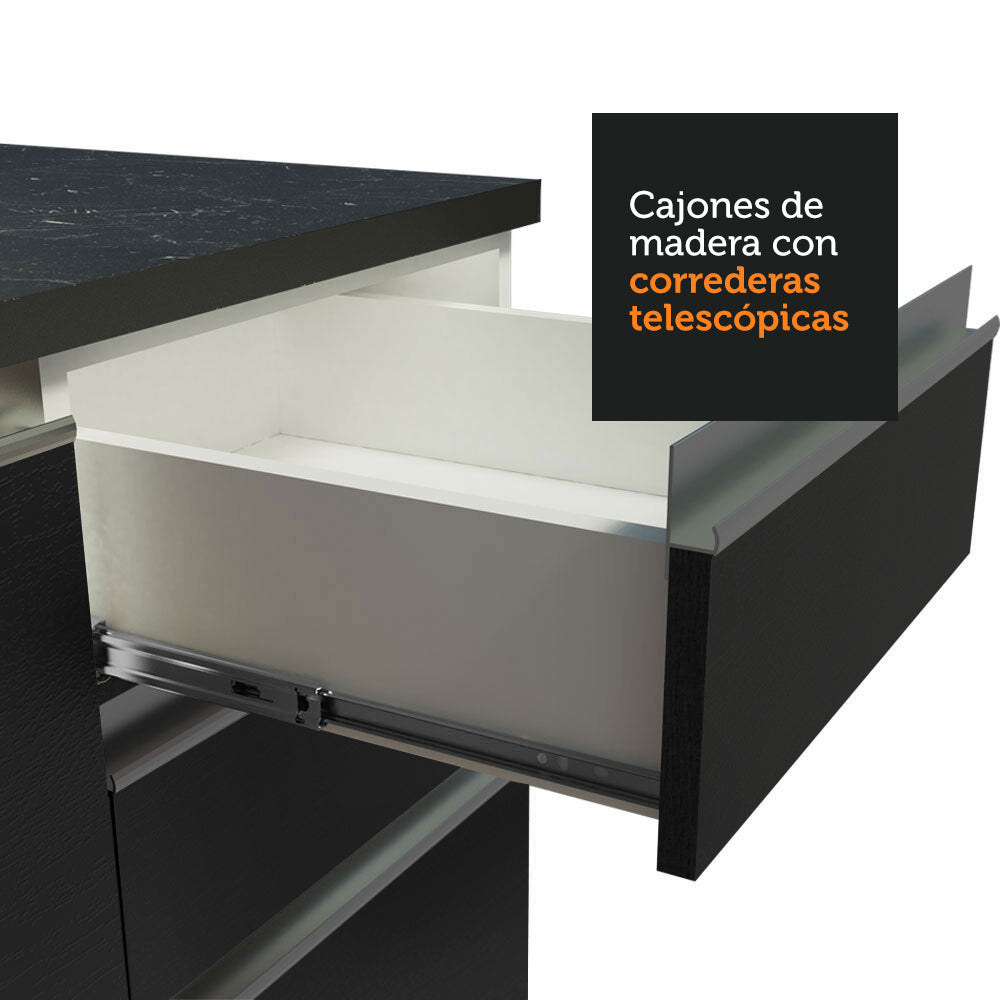 Combo Completo de Cocina Esquinera 100% MDF 479 cm Blanco/Negro Acordes Madesa 03