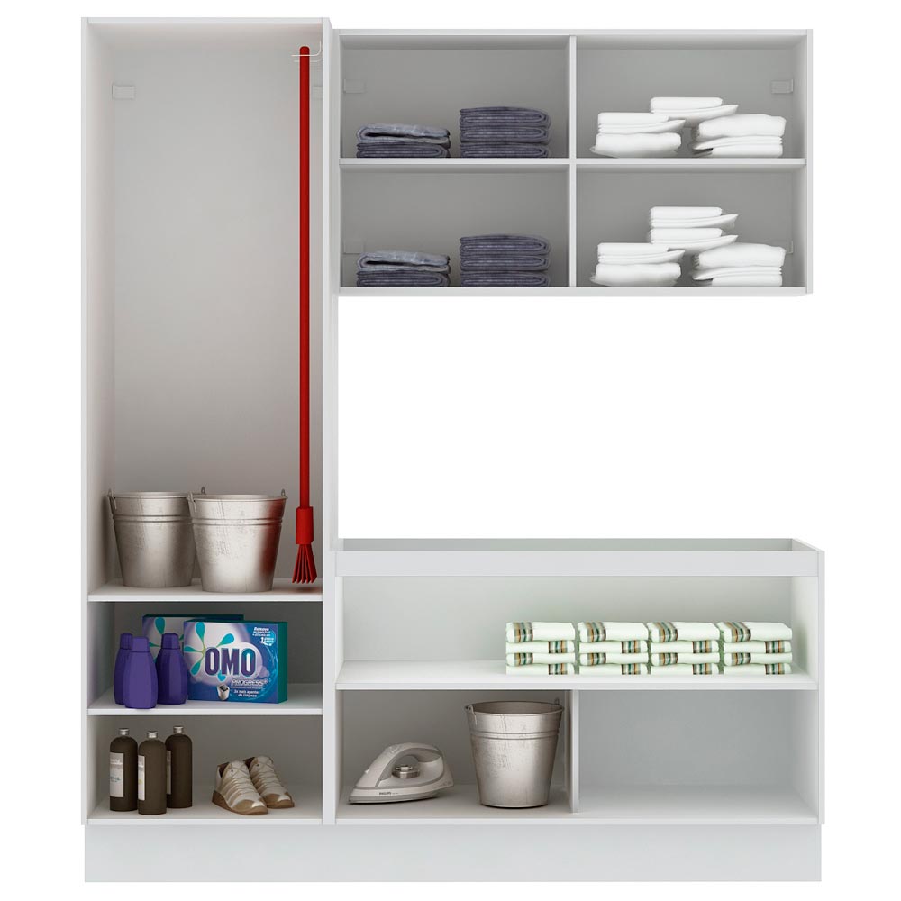 Kit Lavadero Madesa Acordes 100% MDF con Alacena y Bajo Mesada Blanco Brillante