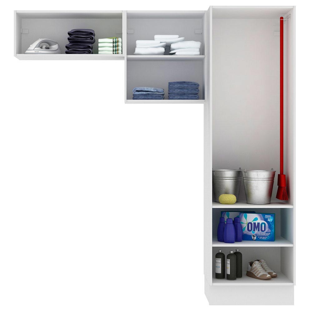 Kit Lavadero Madesa Acordes 100% MDF con 2 Alacenas y Despensero Blanco Brillante