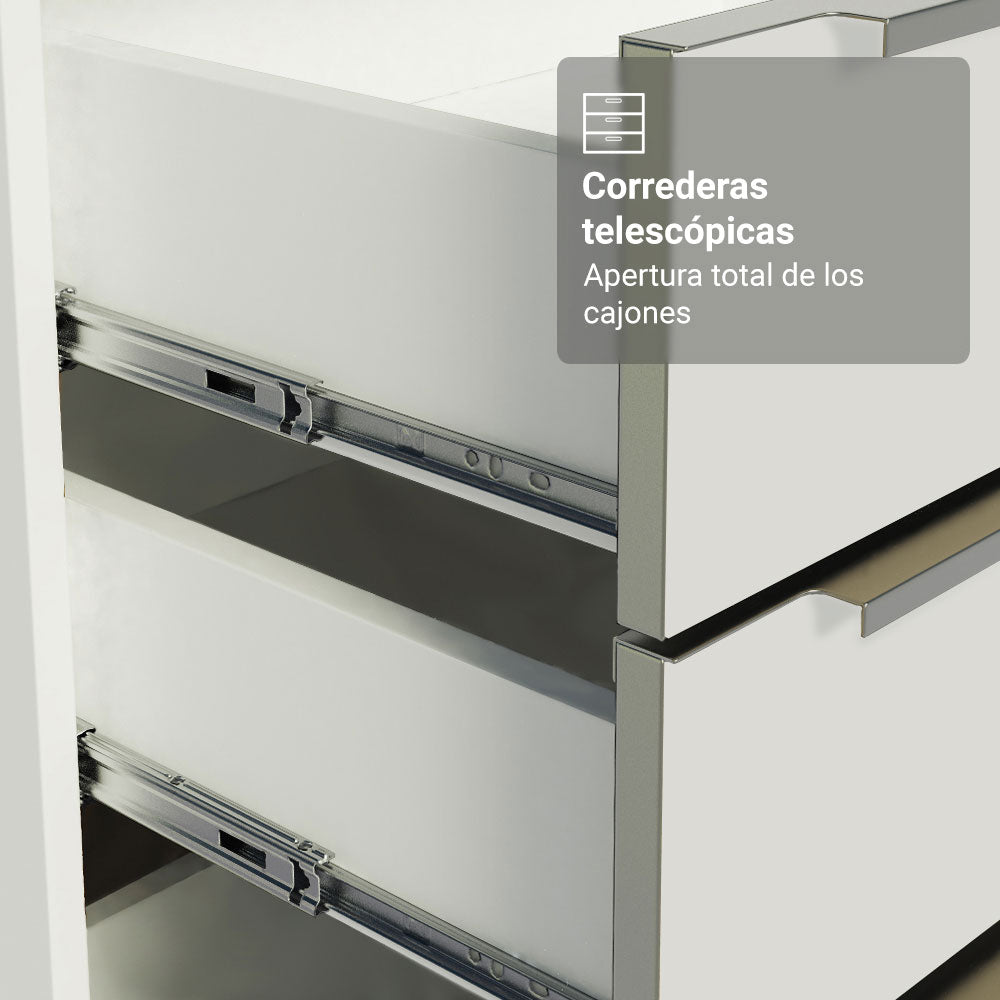 Cocina Compacta 180 x 60 cm Blanco/Blanco Aterciopelado Lux Madesa 05