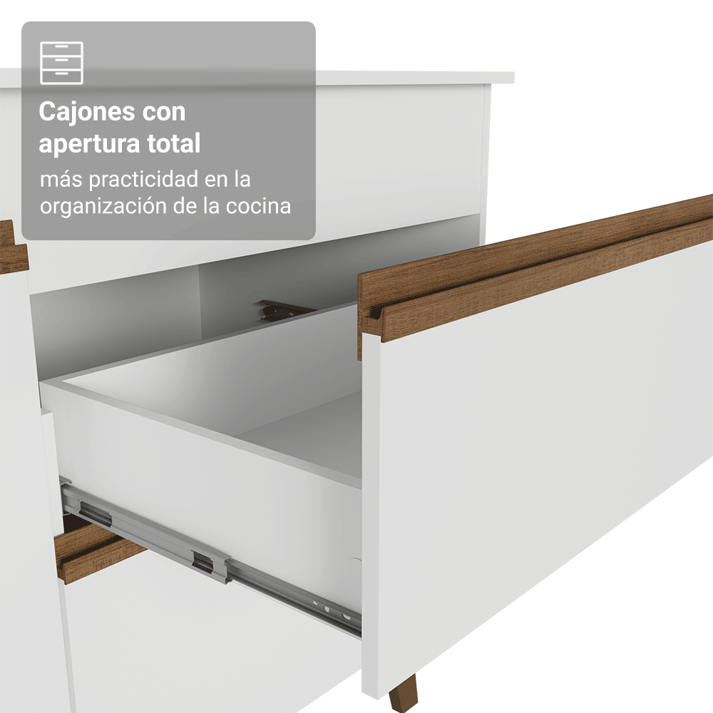 Mueble de Cocina Completa Pieta 260 cm 8 Puertas 1 Cajón (Con Mesada) Blanco Madesa