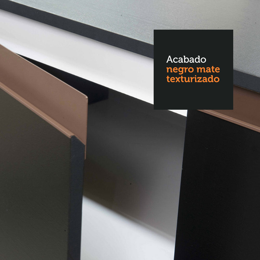 Mueble de Cocina Reims Madesa con Alacena y Bajo Mesada 120 cm 2 Puertas 1 Cajón Negro