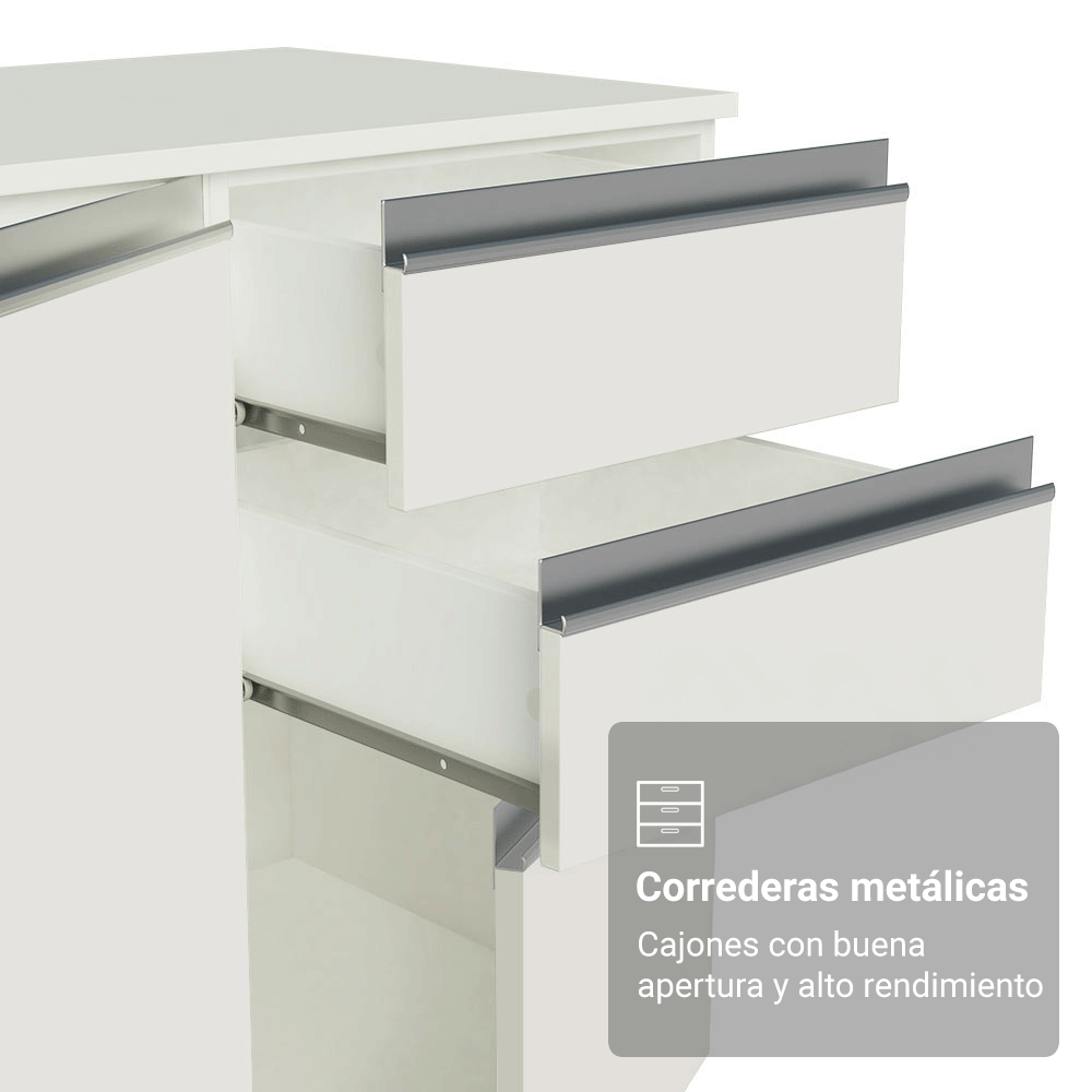 Combo completo de Cocina 100% MDF 190cm Smart Blanco Brillante Madesa 01