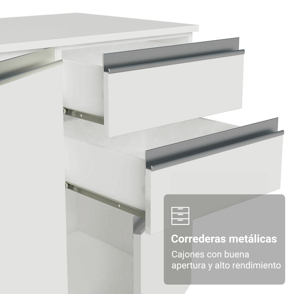 Combo completo de Cocina 100% MDF 250cm Blanco Smart Madesa 03