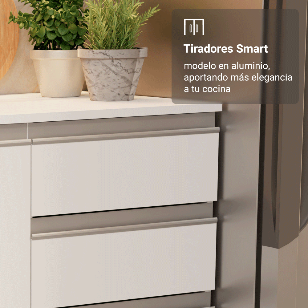 Combo de Cocina 100% MDF 310 cm Smart Blanco 01